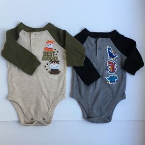 2 Long Sleeve Thermal Henley Raglan Bundle